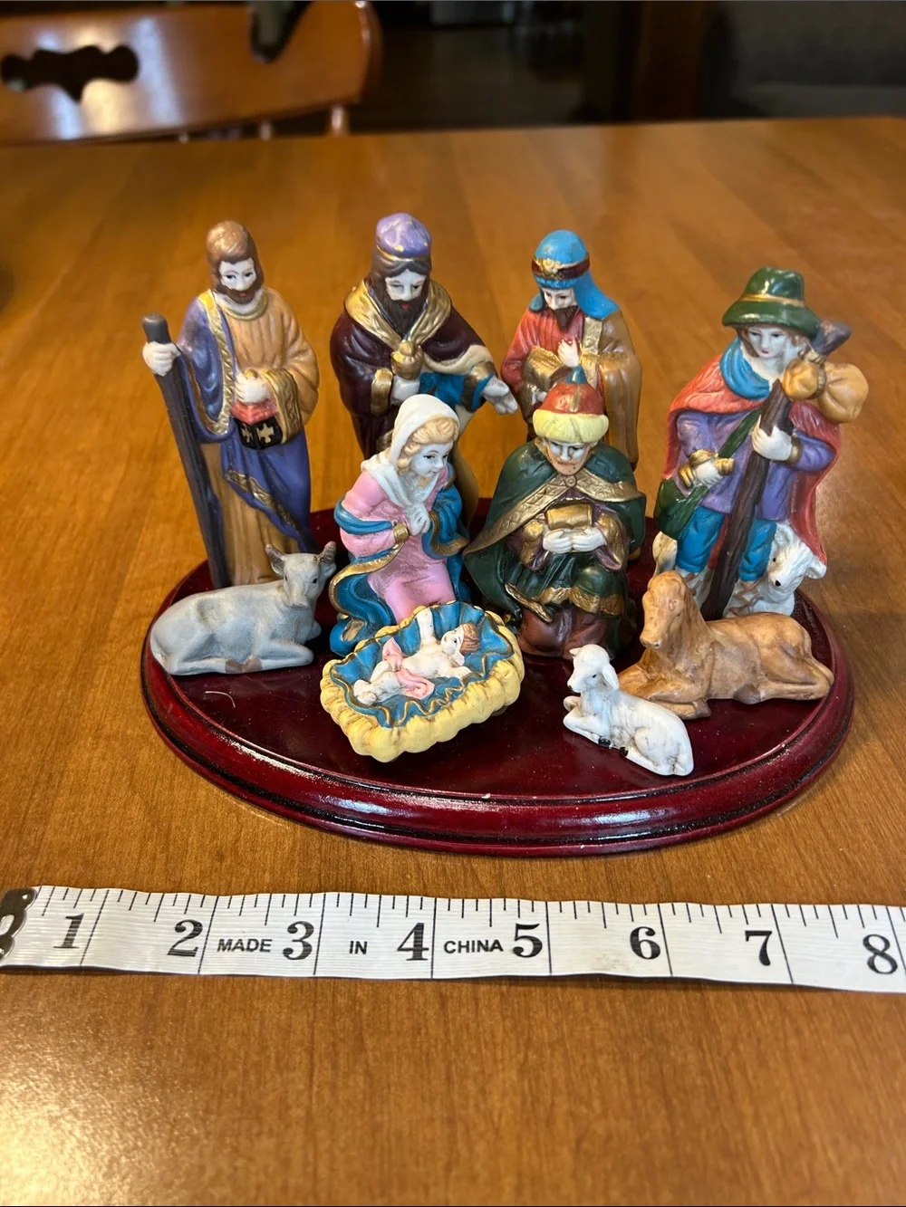 Hand-Painted Nativity Set - Multicolor Holiday Figurines 11 Piece set